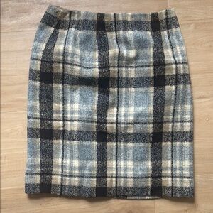 Vintage made in USA Plaid Wool Skirt in Blue and Black